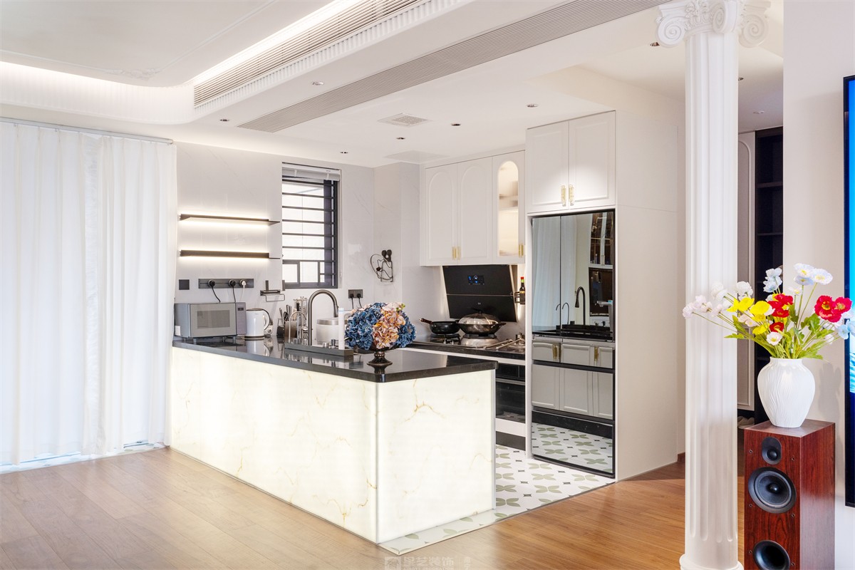 建发缦云143平法式风格厨房装修实景图