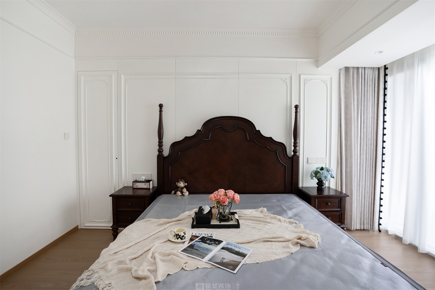 东方尊府118平中古风卧室装修完工实景图