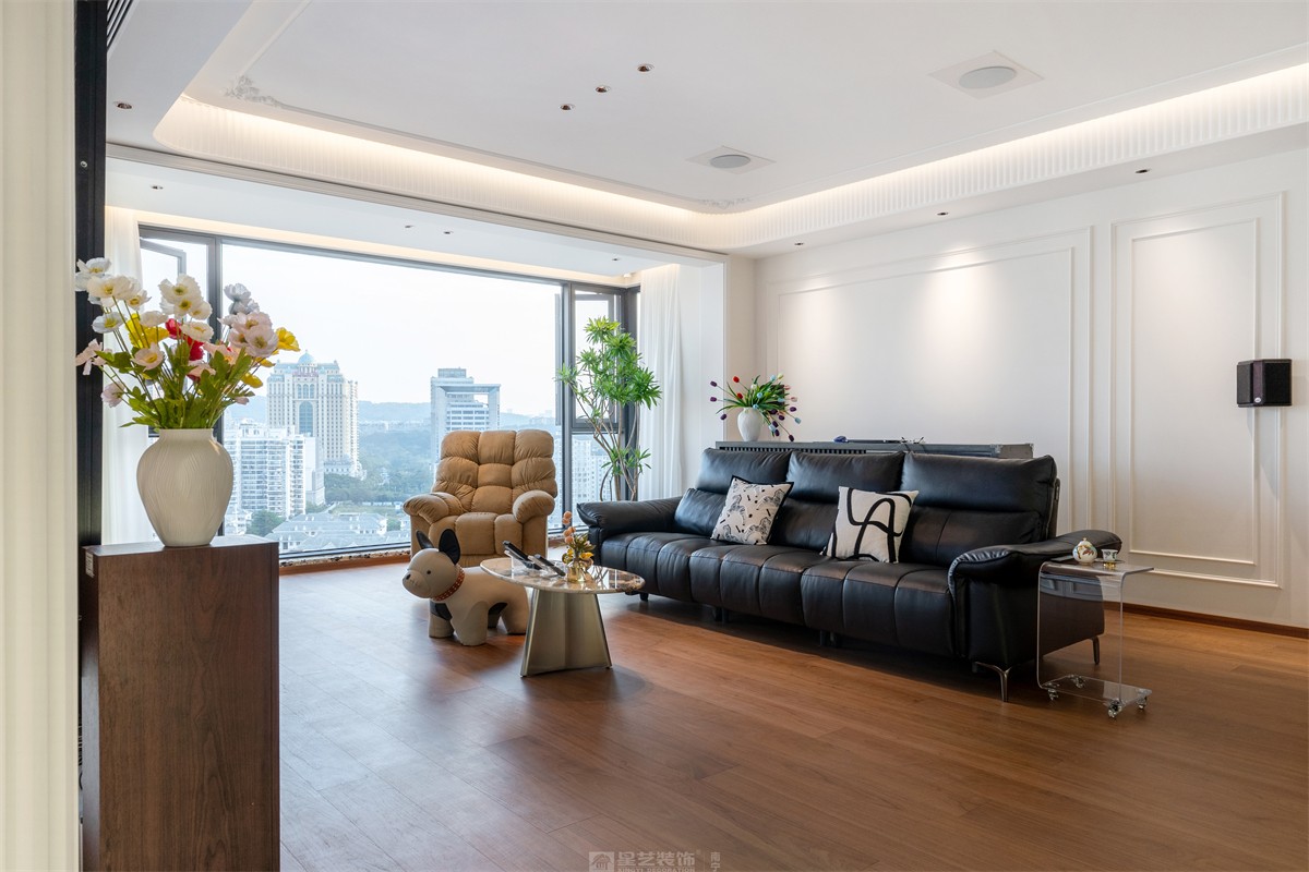 建发缦云143平法式风格客厅装修实景图