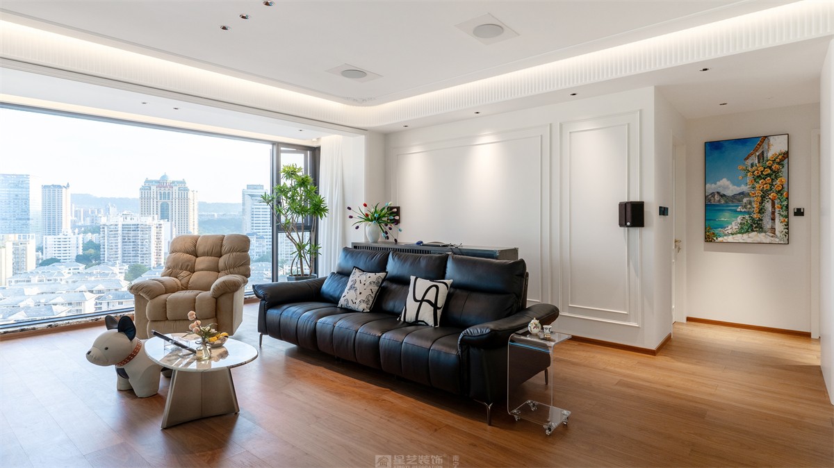 建发缦云143平法式风格客厅装修实景图