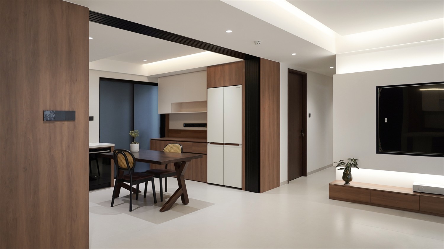 北投溪境119平中古风餐厅装修完工实景图