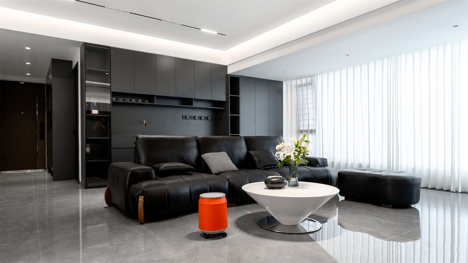 锦云湖光118平现代简约客厅装修实景图