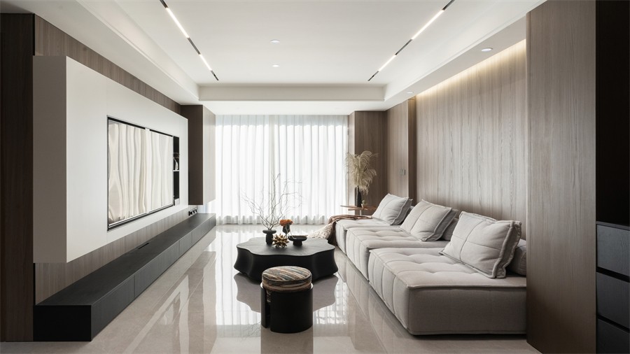 锦官府100平客厅装修完工实景图