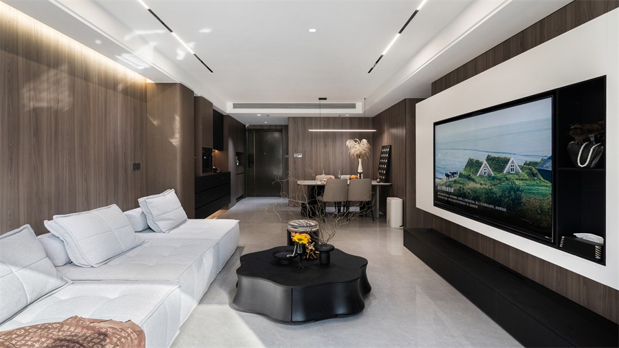 锦官府100平客厅装修完工实景图