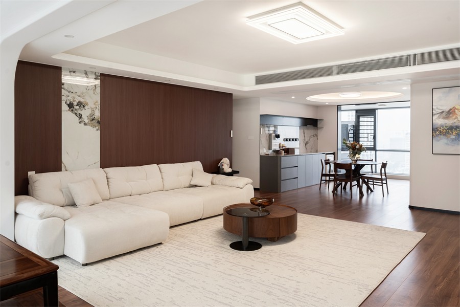 建发养云184平现代风格客厅装修完工实景图